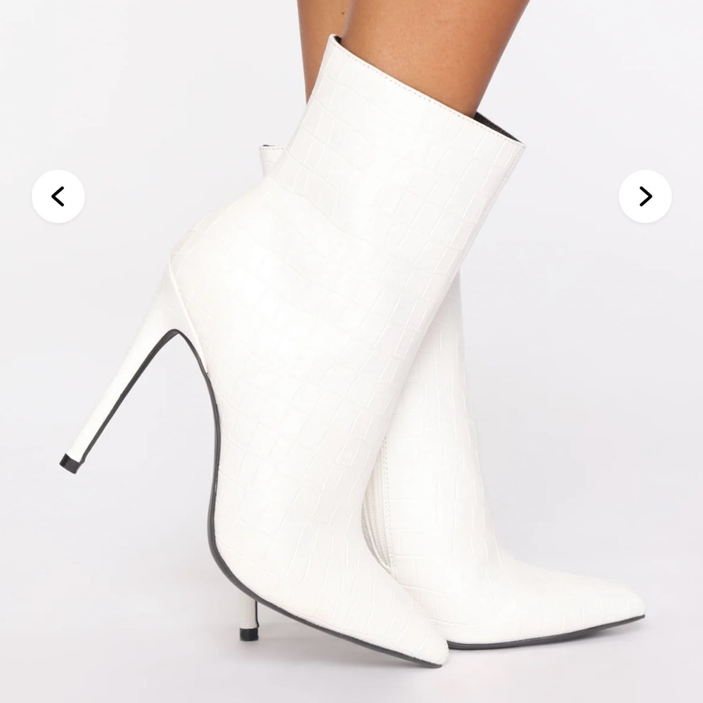 Elegant Fashion Nova White Stiletto Ankle Boots